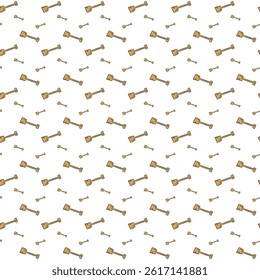 Seamless Pattern of Shovels and Small Tools on White Background