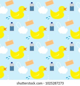 Seamless pattern with shower duck