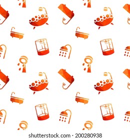Seamless pattern with shower theme (bathtub,  douche ), vector illustration