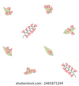 Patrón sin costuras que muestra flores y hojas de color rosa
