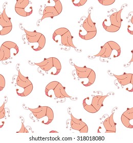 Seamless pattern with shrimp