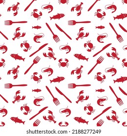 seamless pattern shrimp, fish, crab for background, fabric texture, wrap, wallpaper. suitable for wall decoration of seafood restaurant