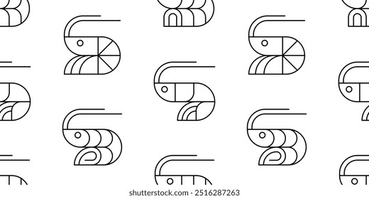Padrão contínuo com camarão. isolado no fundo branco