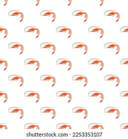 Seamless pattern with shrimp on a white background. Japanese food. Vector illustration background. ps 10