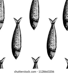 Seamless pattern with shrimps. Marine wallpapers. Vector