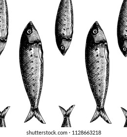 Seamless pattern with shrimps. Marine wallpapers. Vector