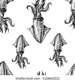 Seamless pattern with shrimps. Marine wallpapers. Vector