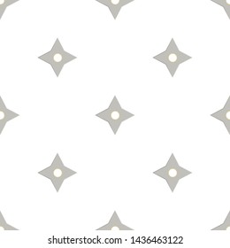 Seamless pattern with shurikens. Ninja weapon. Samurai equipment. Cartoon style. Vector illustration for design, web, wrapping paper, fabric, wallpaper.