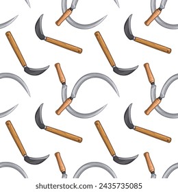 Seamless pattern with sickles. Vector illustration of sickles on a white background.