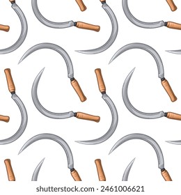 Seamless pattern with sickles. Vector illustration of sickles on a white background.