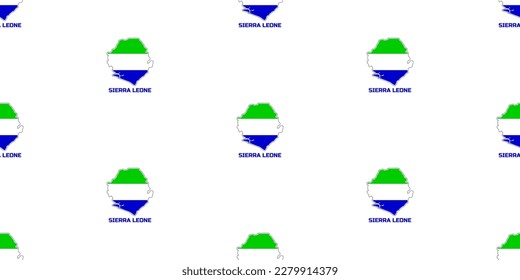 Seamless pattern  of SIERRA LEONE  country  map  in SIERRA LEONE flag  colors.  With the caption of the country name "SIERRA LEONE".