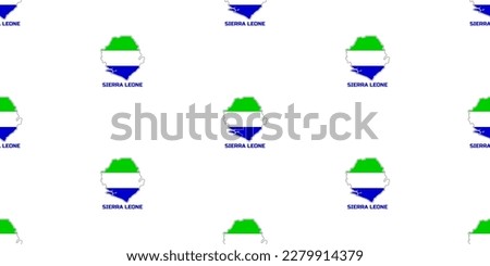 Seamless pattern  of SIERRA LEONE  country  map  in SIERRA LEONE flag  colors.  With the caption of the country name "SIERRA LEONE".