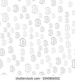 Seamless pattern sign Bitcoin. Black on a white background. Vector illustration
