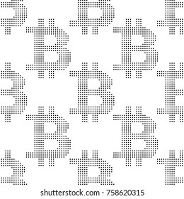 Seamless pattern with sign bitcoin of dots. Vector illustration. Eps 10