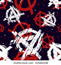 seamless pattern with signs of anarchy. 