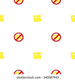 Seamless pattern of signs and cheese "cheese prohibited"
