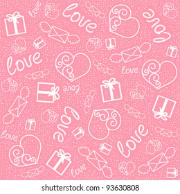 Seamless pattern with signs of love
