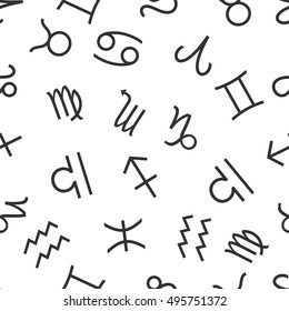 Seamless pattern Signs Of The Zodiac. Vector endless backdrop