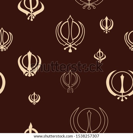 Seamless pattern with Sikh symbol Khanda
