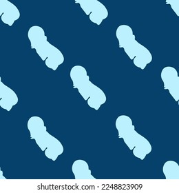 Seamless pattern with a silhouette of a baby on a blue background. Wallpaper print for children room. Bed linen and fabric for child. 