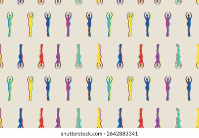 padrão sem costura com silhueta de ballerina no fundo branco efeito risograph arte minimalista impressão riso print com ballerina vetor