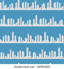 Seamless pattern with silhouette of big city. Vector illustration