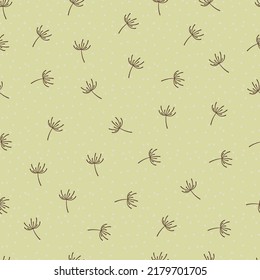 Seamless pattern. Silhouette of black dandelion. Dandelion with flying seeds vector illustration.