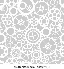 Seamless pattern silhouette cut gears mechanical machine parts clock gearwheel. Design for scrapbooking, business cards, background for craft