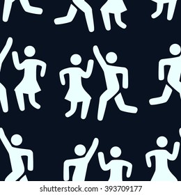 seamless pattern silhouette of a dancing couple. icon dance man and a woman