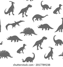 Seamless pattern.  silhouette  dinosaurs isolated on white background,vector  illustration. 