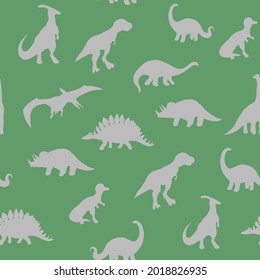 Seamless pattern.  silhouette  dinosaurs isolated on white background,vector  illustration. 
