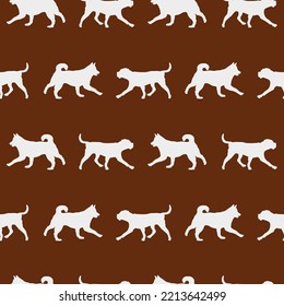 Seamless pattern. Silhouette of dogs different breeds. Endless texture. Design for fabric, decor, wallpaper, wrapping paper, surface design. Vector illustration.