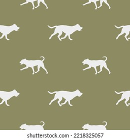 Seamless pattern. Silhouette of dogs different breeds. Endless texture. Design for fabric, decor, wallpaper, wrapping paper, surface design. Vector illustration.