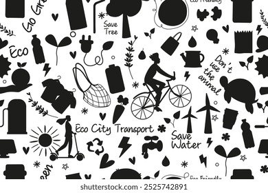 Seamless pattern silhouette ecology friendly