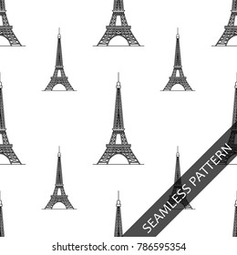 seamless pattern with silhouette of the Eiffel tower