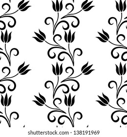 Seamless pattern with silhouette flower