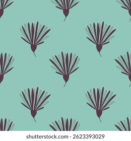 Seamless pattern with silhouette flowers Echinacea, stylized doodle drawings of buds Echinacea. 