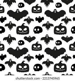 Seamless pattern of silhouette ghost halloween