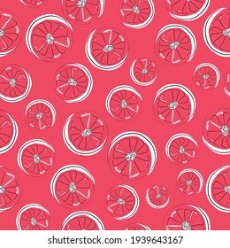 Seamless pattern. Silhouette of grapefruit on a bright background