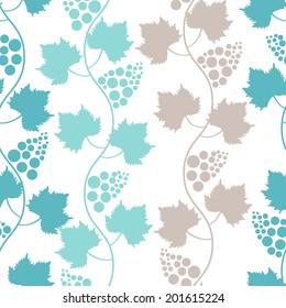 Seamless pattern. Silhouette of grapes in blue tones. Vector illustration