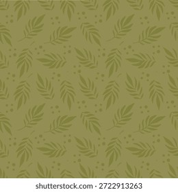 Silueta de patrón sin fisuras Elemento botánico de hoja de palma verde. Ilustración vectorial