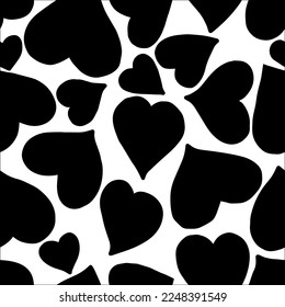 Seamless pattern silhouette heart doodles seamless pattern. Love illustration hearts hand drawn background.