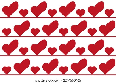 Nahtloses Muster mit Silhouettenherz. Valentinstag Packpapier. Endlose Wiederholungshinweise auf weißem Hintergrund. Valentinkonzept. 