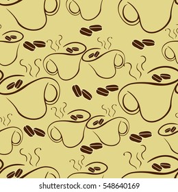 seamless pattern silhouette of  hot cup of coffee. vector illustration