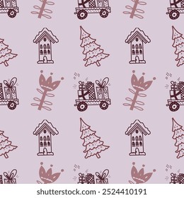 Seamless pattern of a silhouette icon on the theme of the New Year