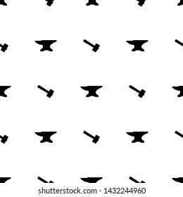 Seamless pattern with silhouette icons of hammer and anvil. Blacksmith, repair. Vector illustration for design, web, wrapping paper, fabric, wallpaper.