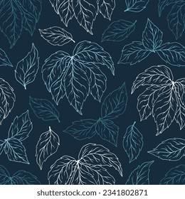 Patrón sin foco de hojas y ramas de silueta. Colección decorativa de plantas. Ilustración vectorial botánica dibujada a mano para tarjeta de saludo, invitación, papel tapiz, papel de envoltura, tela