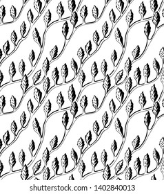 Seamless pattern of silhouette leaves. Vector illustration can be used for wallpaper, pattern fills, wrapping paper.