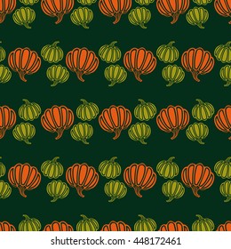 Seamless pattern with silhouette pumpkins. Vector clip art.