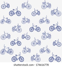 seamless pattern silhouette retro bikes